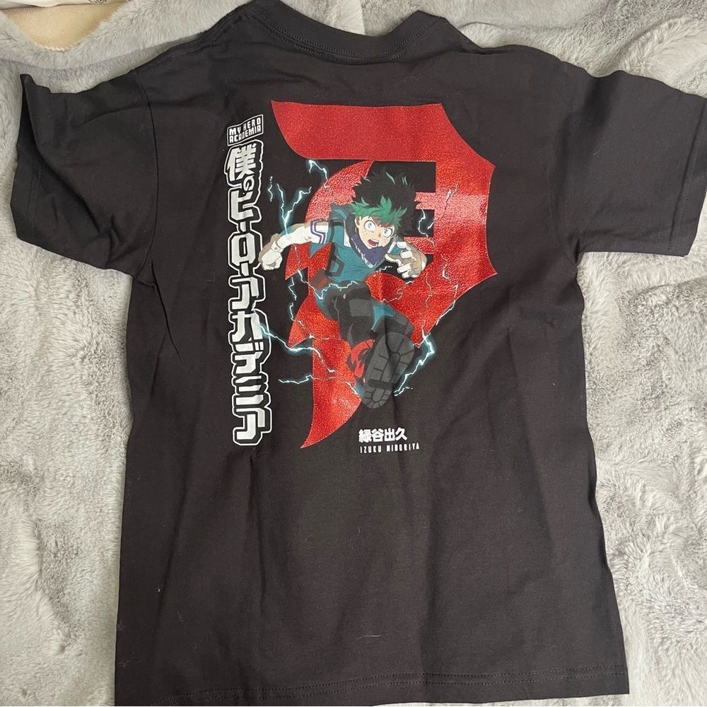 NWOT PrimitiveāMY HERO ACADEMIA Black T-Shirt with Teal Logo size XS - Picture 6 of 8